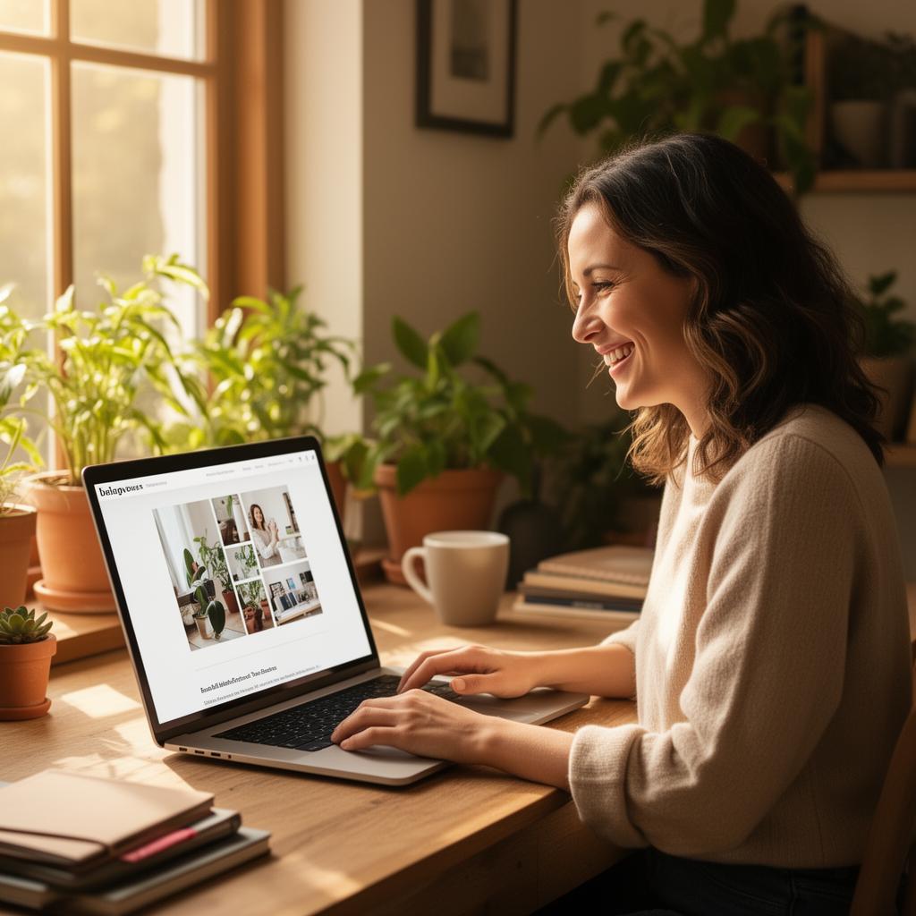 Happy client viewing their new website